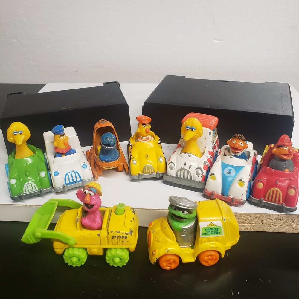 Vintage Sesame Street Vehicles Muppets Cars Playskool 1980s DIECAST Lot of 9